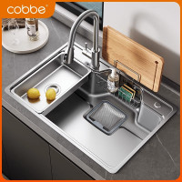 Cobbe卡贝厨房洗菜盆日式单槽水盆304不锈钢水槽台下洗碗池大单槽家用