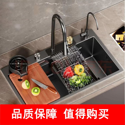 知渡多功能水槽加厚纳米厨房家用洗菜盆大单槽