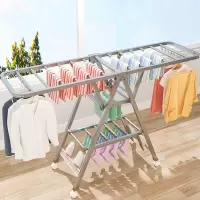 不锈钢晾衣架它墅落地折叠卧室内家用婴儿凉衣服架子阳台晒被子