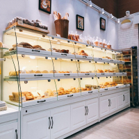 古达定制面包柜面包展示柜玻璃边柜商用中岛柜蛋糕店展柜抽屉式货架展示架