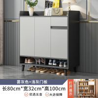 它墅楼道鞋柜家用门口大容量入户玄关柜收纳经济型鞋架_热卖三门款80-32-100深灰浅灰_组装