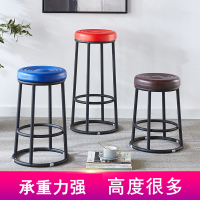 它墅酒吧椅圆形吧台凳铁艺KTV吧凳手机店柜台前台凳子商用高脚凳椅子