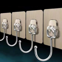 它墅不锈钢加大挂钩钩粘胶免打孔挂钩浴室厨房墙壁墙上粘钩