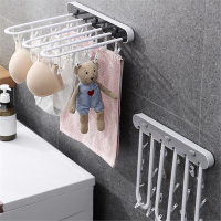 折叠衣架古达免打孔家用挂衣晾晒壁挂卫生间室内阳台晒袜子晾衣架落地