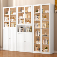 奶油风铁艺书柜古达开放式书架客厅书房展示柜落地书柜储物柜组合柜子 展架/展柜