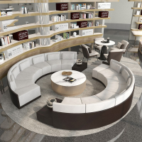 它墅售楼处洽谈沙发酒店大堂接待弧形卡座组合美容院半圆形会客定制