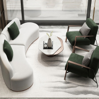 它墅酒店大堂沙发贵宾会所休息区接待会客售楼处部美容院洽谈弧形沙发