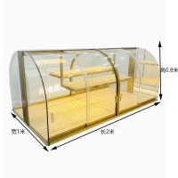它墅面包商用玻璃展示柜货架推拉弧形镀钛不锈钢糕点中岛边柜框架烘焙