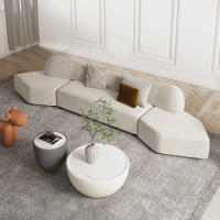 它墅创意弧形沙发设计师沙发轻奢布艺沙发小户型客厅四人组合