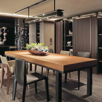 它墅复古工业风美式办公桌会议桌长桌长方形现代简约铁艺餐桌