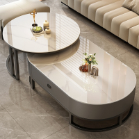 它墅岩板茶几客厅家用现代简约茶桌椭圆形网红小户型茶几