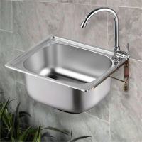不锈钢水槽小单槽厨房洗菜盆阳台藤印象洗碗池简易单槽水盆套餐带支架