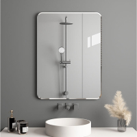 藤印象美容浴室镜子贴墙自粘壁挂免打孔厕所卫生间洗手台方形玻璃化妆镜挂墙