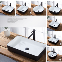 北欧黑白色陶瓷台上盆洗手盆手逗家用卫生间方形圆形洗脸盆阳台洗手池