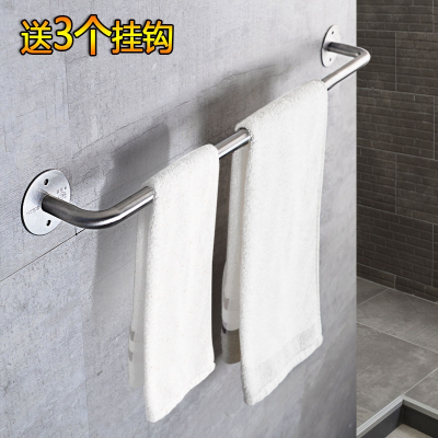 挂毛巾架手逗浴室挂杆卫生间挂毛巾杆单杆加长不锈钢墙壁挂免打孔