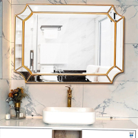 美式轻奢浴室镜手逗浴室柜镜子壁挂卫生间装饰镜子立体卫浴镜