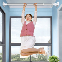 手逗免打孔伸缩杆晾衣杆卧室窗帘杆卫生间浴帘杆晾衣架升缩衣柜撑杆子