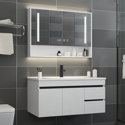 北欧木质浴室柜组合现代简约洗脸洗手台盆小户型卫生间洗漱台镜柜