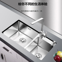手逗加厚4MM不锈钢手工水槽双槽厨房洗菜盆台下盆洗碗洗手水池套餐
