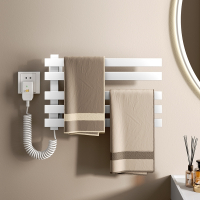 白色智能电热毛巾架家用卫生间免打孔加热烘干浴室置物架子壁挂式