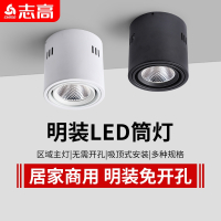 志高(CHIGO)筒灯客厅免开孔筒灯圆形明装射灯led天花走廊玄关过道吊顶灯