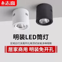 志高(CHIGO)筒灯客厅免开孔筒灯圆形明装射灯led天花走廊玄关过道吊顶灯