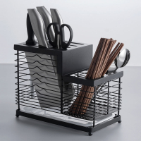 家用不锈钢刀架厨房菜刀筷子笼一体置物架插放刀具座壁挂式收纳架