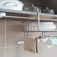 枪灰色厨房内置物吊柜橱柜下挂架保鲜膜挂钩挂篮衣柜门收纳免打孔