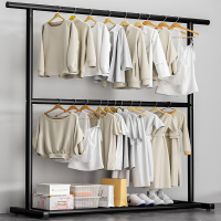 手逗晾衣架落地折叠卧室内简易衣帽架晒衣杆学生宿舍衣服架子家用挂衣