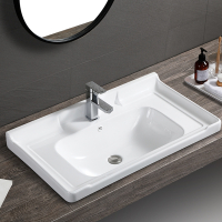 手逗半嵌入式台中盆单盆卫生间台面一体陶瓷柜盆池洗漱台盆洗脸洗手盆