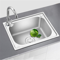 厨房不锈钢单槽一体加厚加深水槽手逗拉丝洗菜盆洗碗池套餐台上台下盆