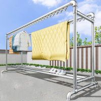 镀锌钢管晾衣架落地家用手逗阳台挂衣户外室外简易双杆水管凉衣晒被子