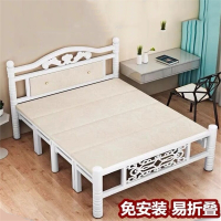 家用折叠床单人双人床1.5米木板午休床迪玛森出租屋简易铁架床1.2米加固