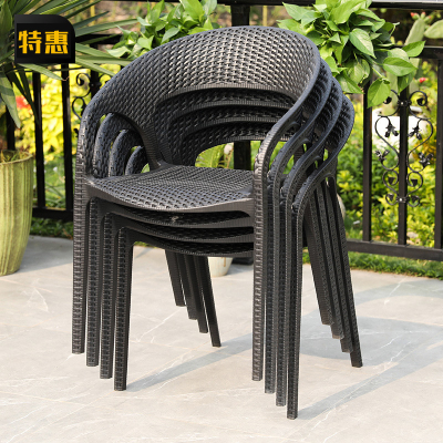 洛滑户外椅子室外庭院家用凳子简约现代花园塑料单椅休闲露天餐椅