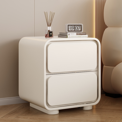 奶油风床头柜迪玛森皮质简约现代小型卧室床边柜极简易免安装收纳柜