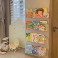 迪玛森儿童绘本架亚克力宝宝书架挂墙墙上置物架超薄门后杂志书报展示架