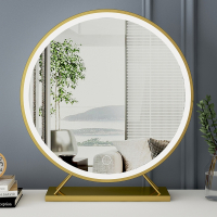 镜子化妆镜洛滑台式LED灯桌面学生网红ins风卧室家用梳妆台美妆大圆镜