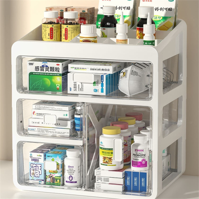 药箱家庭装抽屉式洛滑药品药物收纳柜家用医疗小药盒药包大号收纳盒子