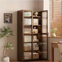 书架落地置物架家用迪玛森书柜带门防尘透明玻璃门一体靠墙储物柜子