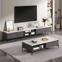 电视柜简约现代客厅家用迪玛森小户型落地轻奢意式岩板电视机柜茶几组合