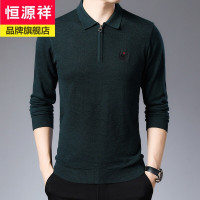 恒源祥2021春季新款翻领长袖男士T恤商务休闲中青年男装体恤大码打底衫衣服