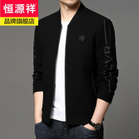 恒源祥重工艺韩风青年男士夹克棒球领黑色外套男潮时尚休闲男装外穿衣服