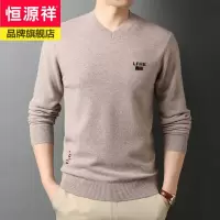 恒源祥品牌V领100纯羊毛衫男厚纯色青年男士毛衣潮保暖毛线针织衫上衣冬