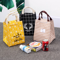 大号手提保温袋铝箔便当包学生女可爱饭盒包帆布加厚防水拎饭ins