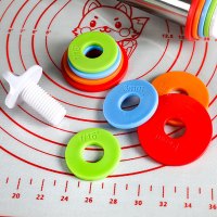 垫片可调节厚度不锈钢擀面杖 带刻度饼干披萨翻糖擀面棍 烘焙工具