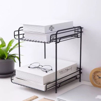 黑色架 2层|抖音网红桌面化妆品收纳架厨房整理架宿舍书桌收纳盒浴室置物架铁