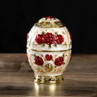 平底款玫瑰花-金白红花|欧式牙签盒家用自动按压式牙签盅客厅餐桌牙签筒创意便携收纳