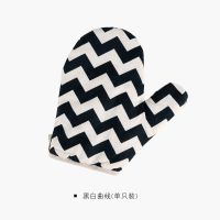 黑白曲线|ins棉麻系厨房用烘焙烤箱微波炉加厚隔热耐热防烫防热耐高温手套