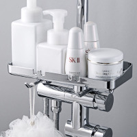 浴室淋浴杆置物架免打孔洗漱架卫生间厕所壁挂沐浴露收纳架