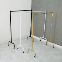 晾衣架落地简易卧室外家用单杆式飘窗挂衣服晒凉阳台移动带滑轮子